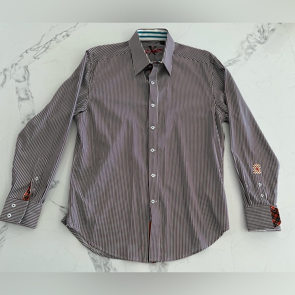 Robert Graham Other - Robert Graham White and Purple Striped Dress Shirt Size Large MENS NWOT